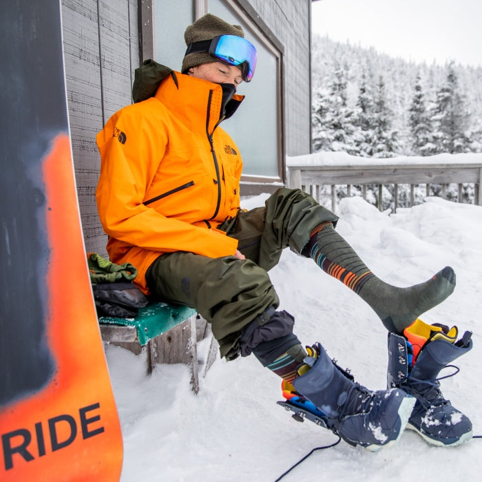 Jake Blauvelt at Bolton Valley Resort wearing the Darn Tough Backwoods Snow Socks