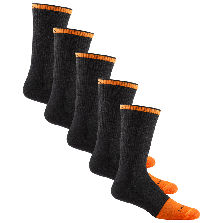 5 pack bundle shot of 2006 Men's Steely Boot Work sock in Graphite