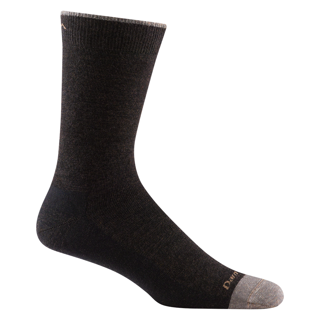 6032 Solid crew sock in cheastnut colorway featuring darn brown body with tan toe and cuff tip